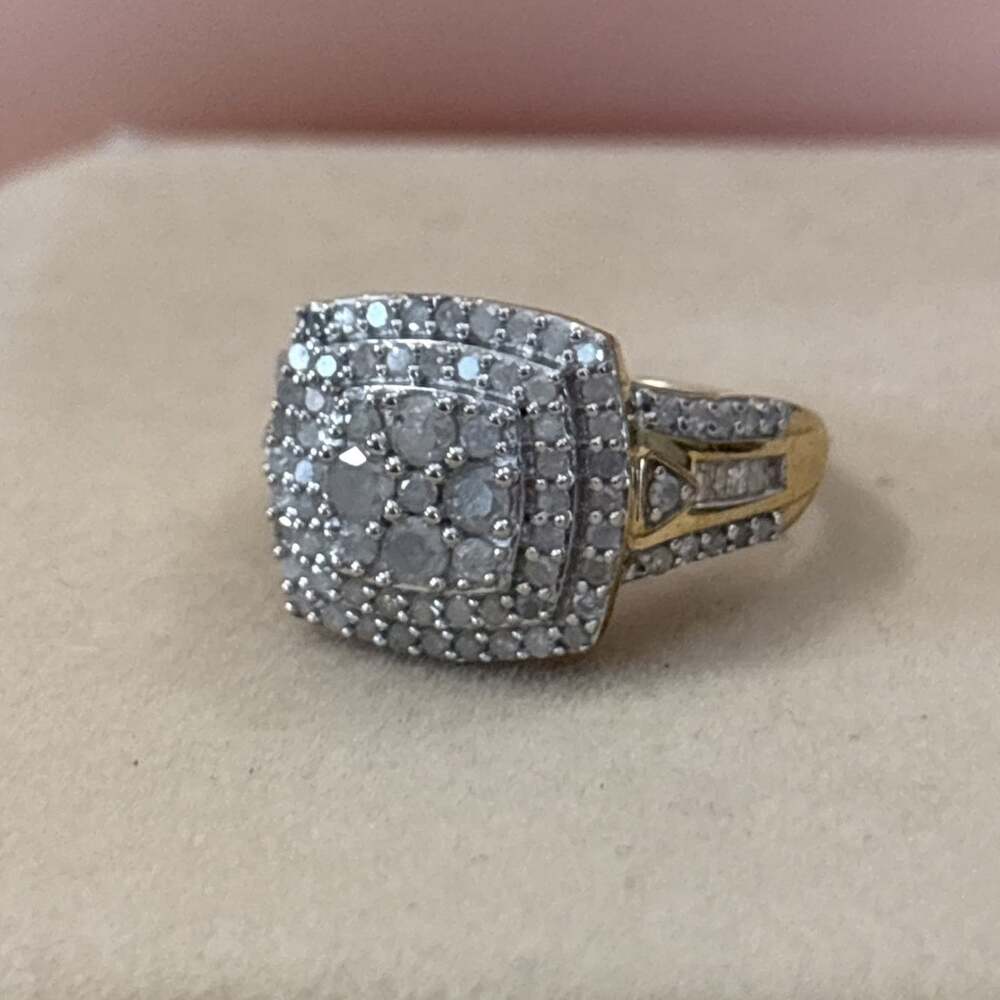 Cushion Cut 1.00 ct Genuine Natural Diamond Cocktail Ring 14k Gold over Sterling